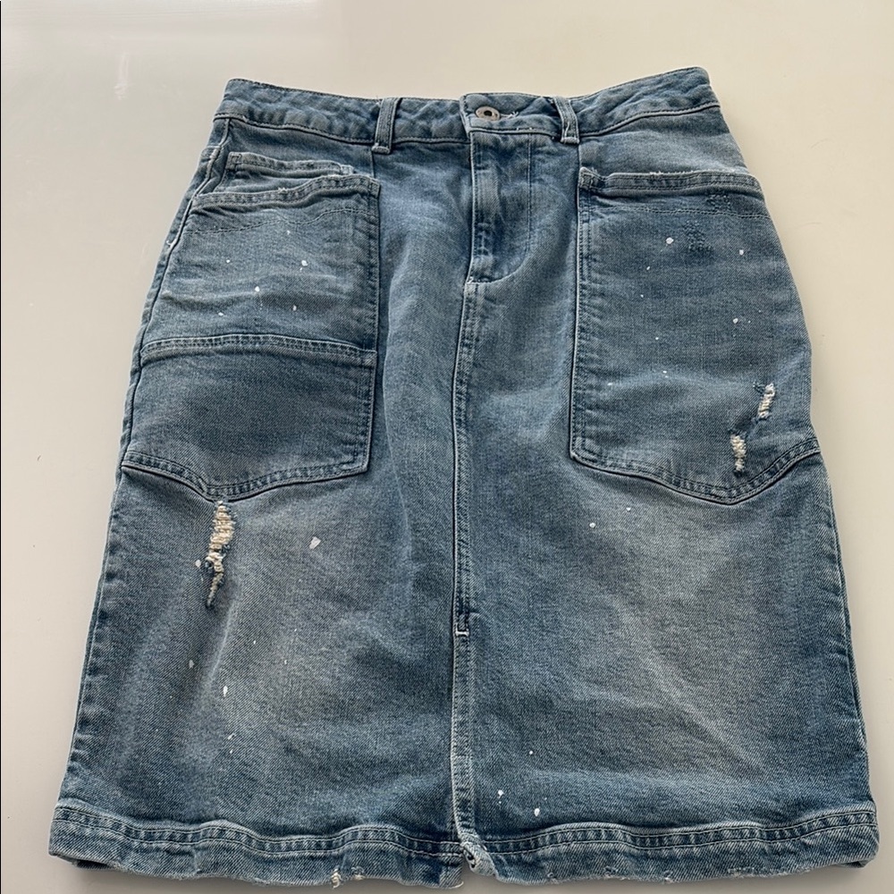 0 Pilcro + the Letterpress Distressed Denim Skirt